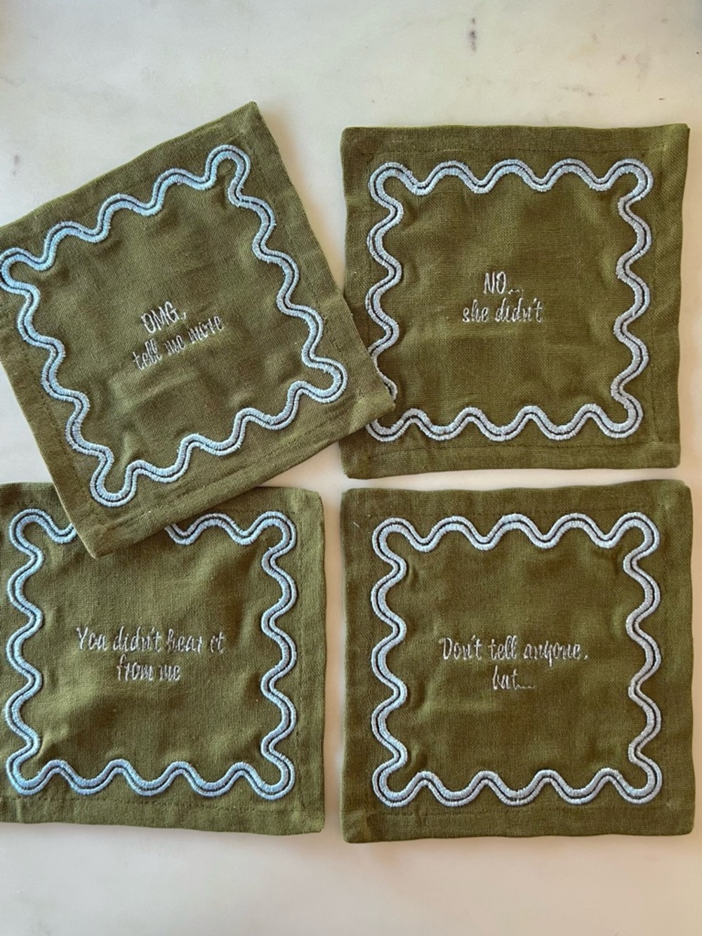 Anthropologie gossip series cocktail brunch party napkins 100% cotton - set of 4